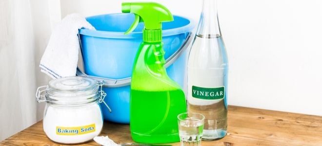 baking soda and vinegar with cleaning equipment