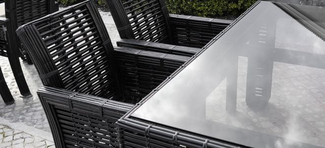 outdoor table with glass top