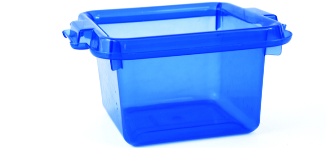 A blue storage container