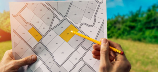 land plots on a real estate map
