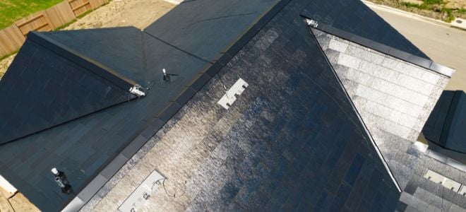roof with Tesla solar shingles