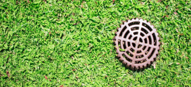 drainage outlet in grass