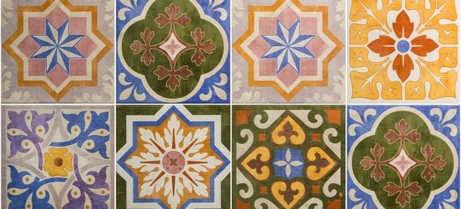 ceramic tiles with elaborate, classical patterns