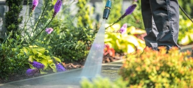 power washing garden walkway