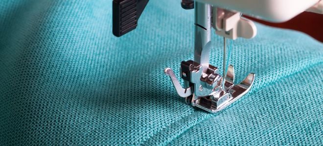 sewing machine sewing a double stitch