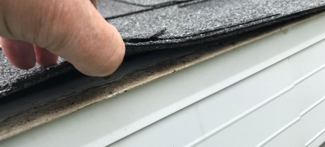 hand checking damaged shingles