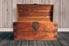 antique wood chest with top open