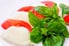 Caprese salad: mozzarella, tomatoes and basil.