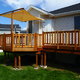 Deck on a home with a railing