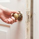 The doorknob and latch on an interior door.