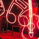 rope light display shaped into guitar and music notes