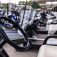 a row of golf carts