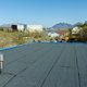 View from a flat roof of a home under construction.