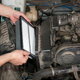 Checking the air filter in a car engine