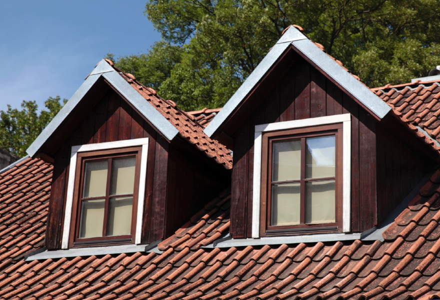 upper dormer windows on a roof