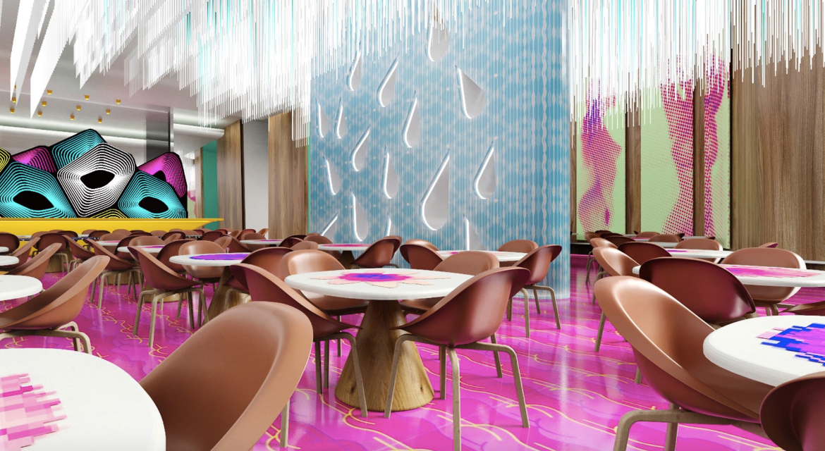 Inside Rain Punta Cana, a restaurant with interiors by Karim Rashid 