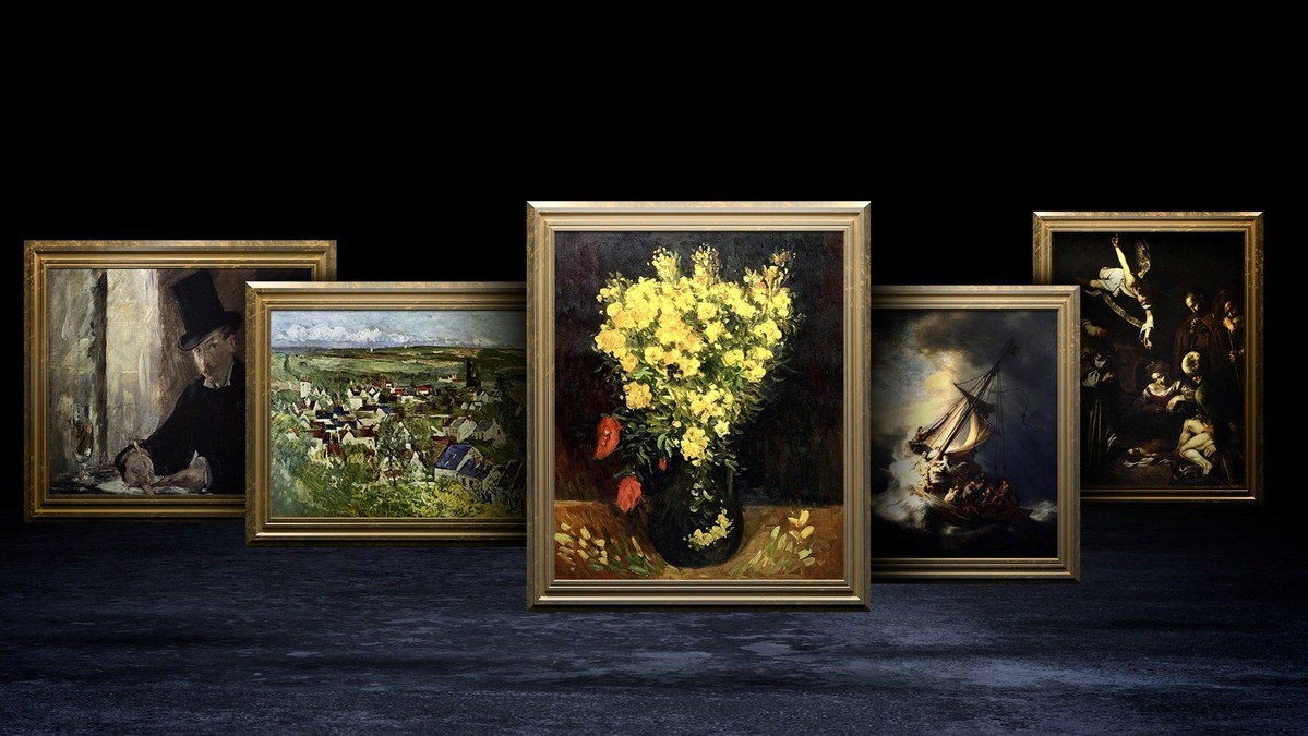 All five of the stolen paintings featured in the Stolen Gallery VR app from Compass UOL.