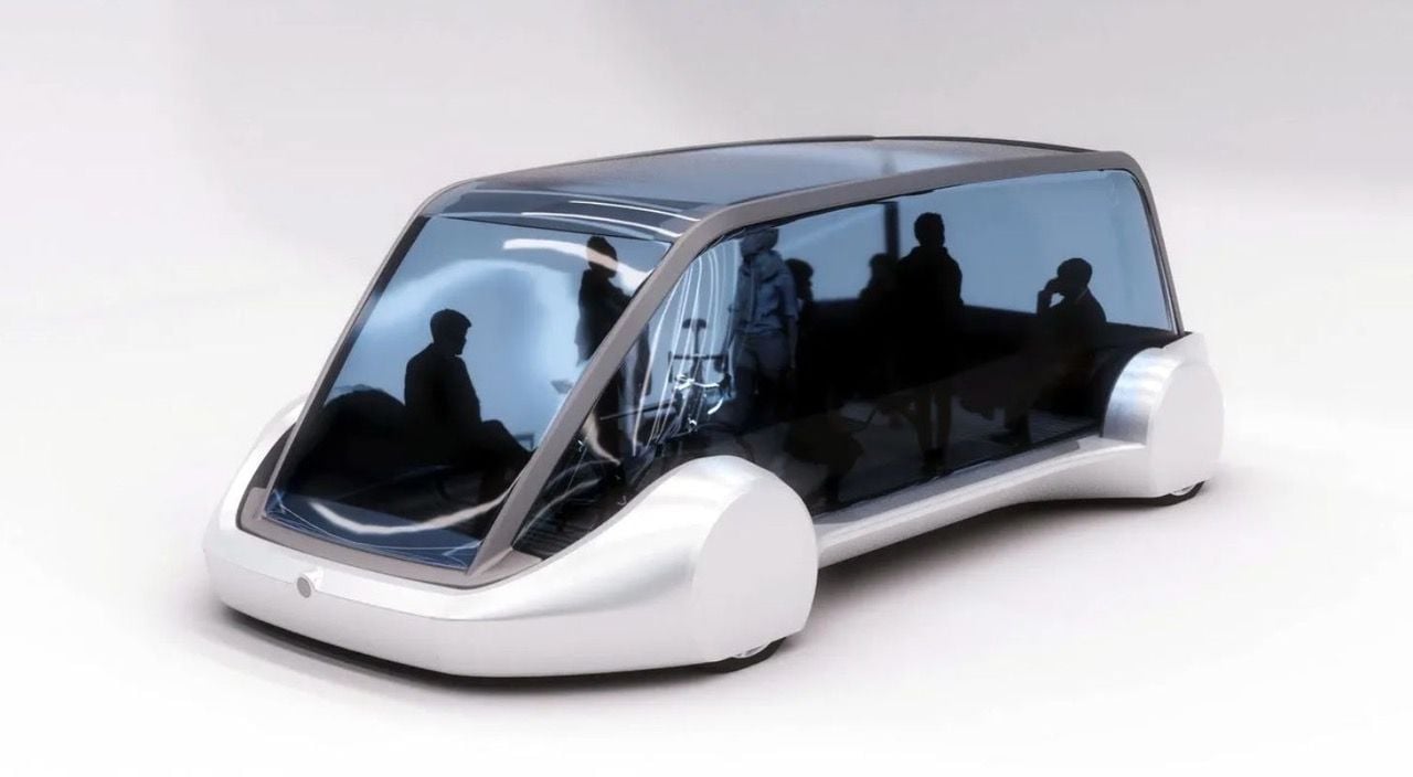 Previous rendering for driverless Boring Company transit vehicle.