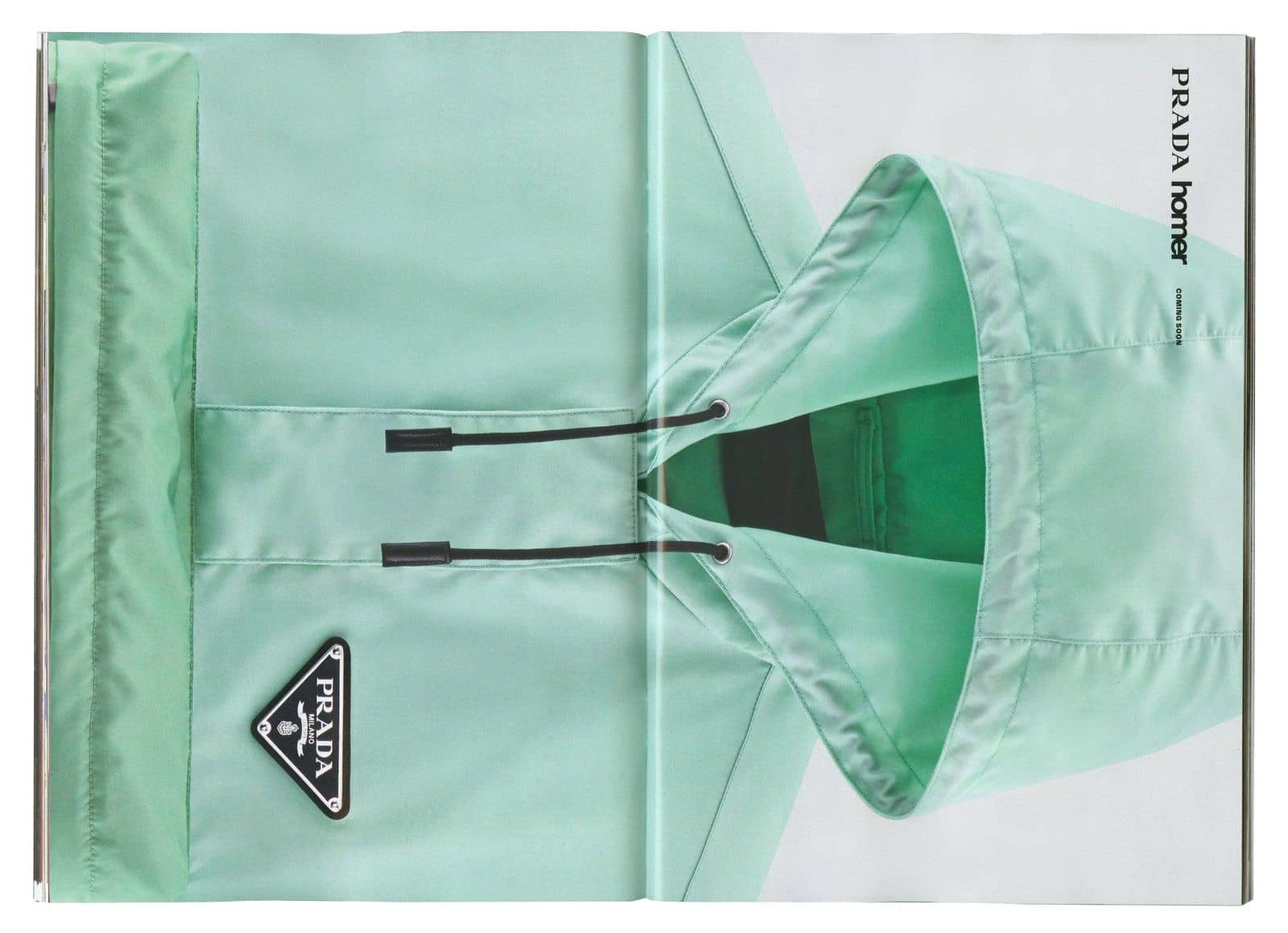 Seafoam green Homer/Prada hoodie alludes to a future collaboration. 