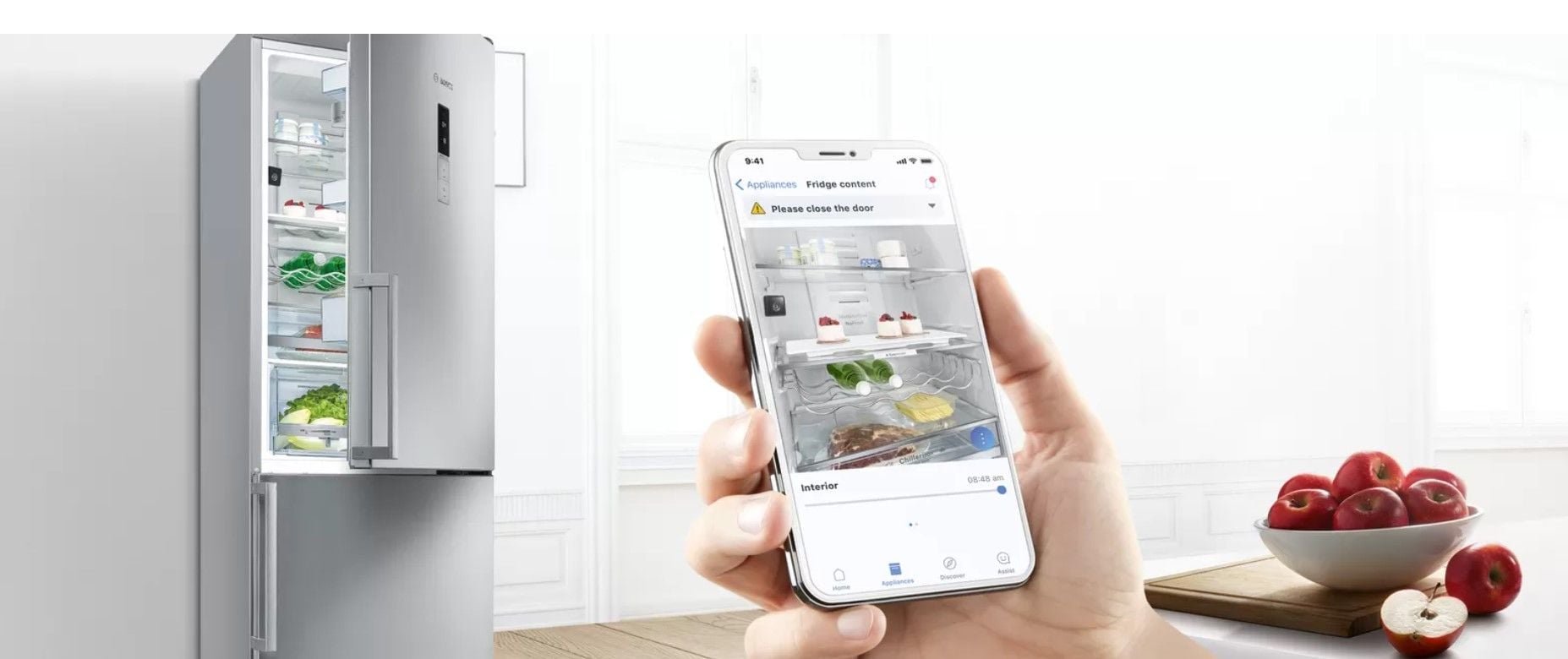 Use your smartphone to browse the complete contents of your Bosch Home Connect Fridge from wherever you are.