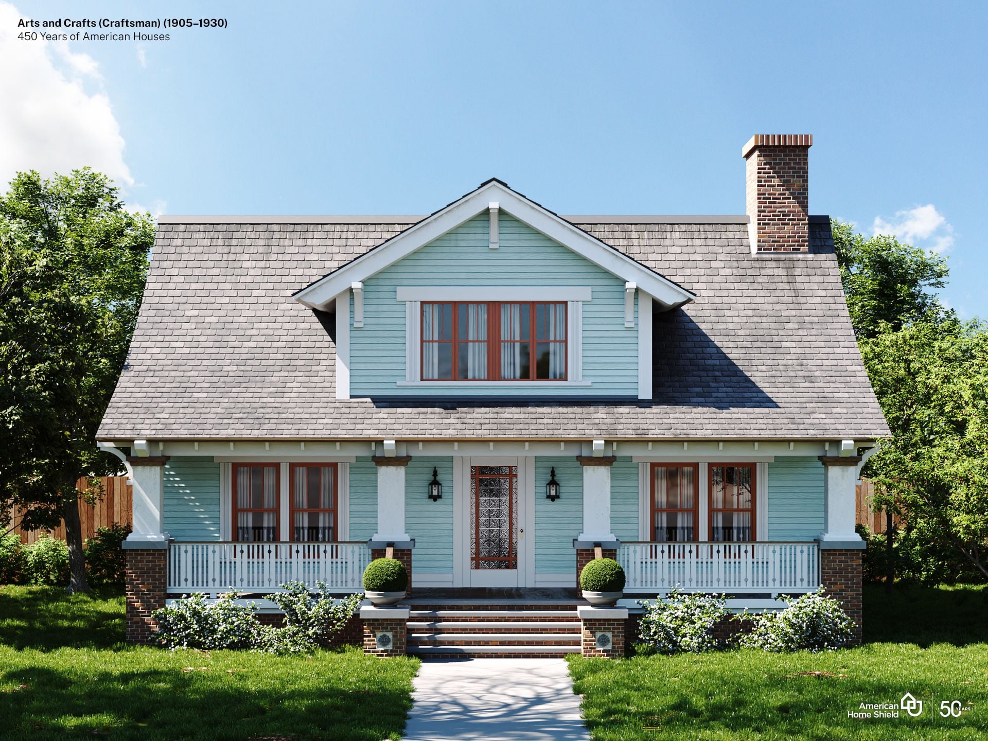 American Home Shield's re-creation of an American Craftsman (Art & Crafts) home, popular from 1905 to 1930. 