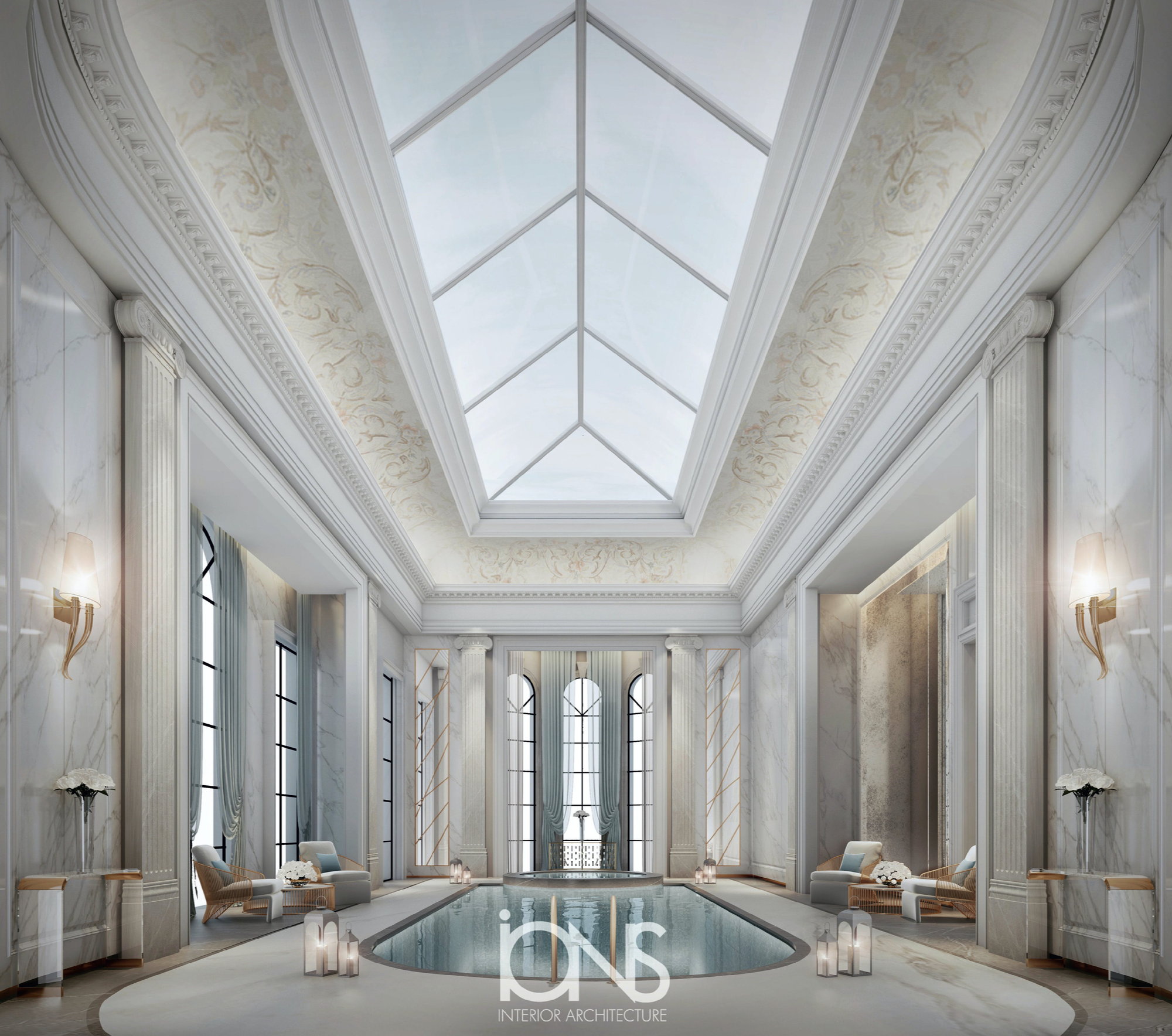 Neoclassical Pool by IONS Design Perfect for Palatial Luxury Homes
