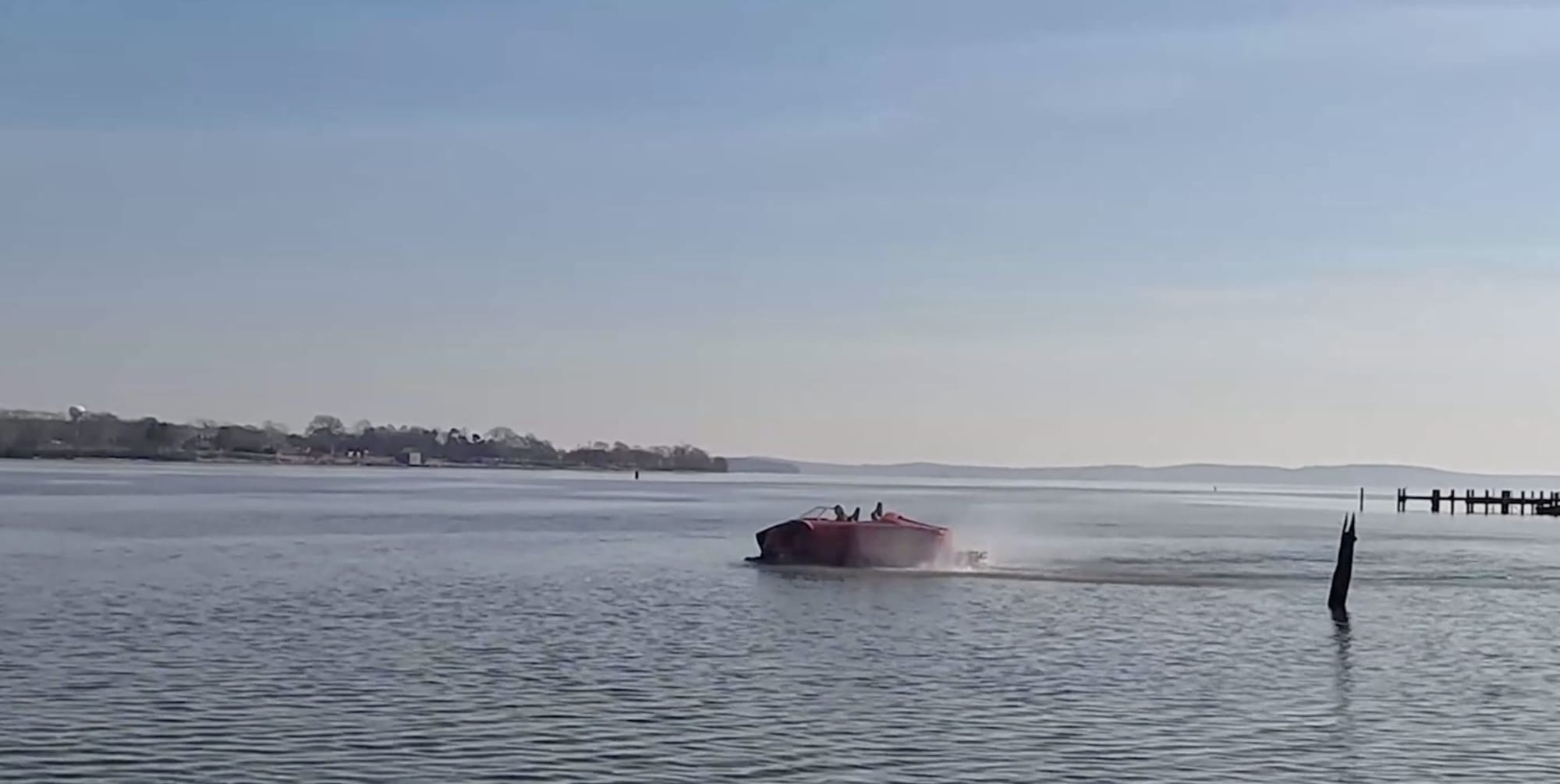 Arosa luxury hovercraft out on the water.