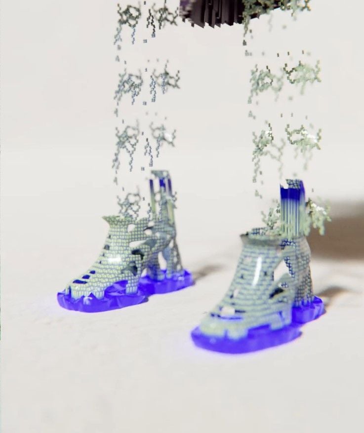 Dazzling digital boots featured in Lativan artist Santa Kupča's 
