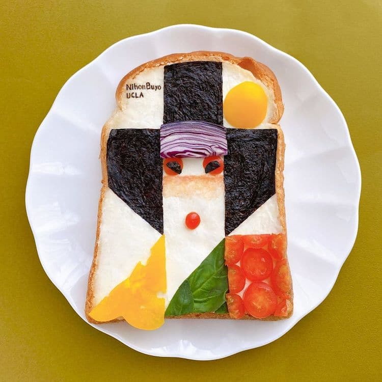 Japanese modern art-style toast art by Manami Sasaki.