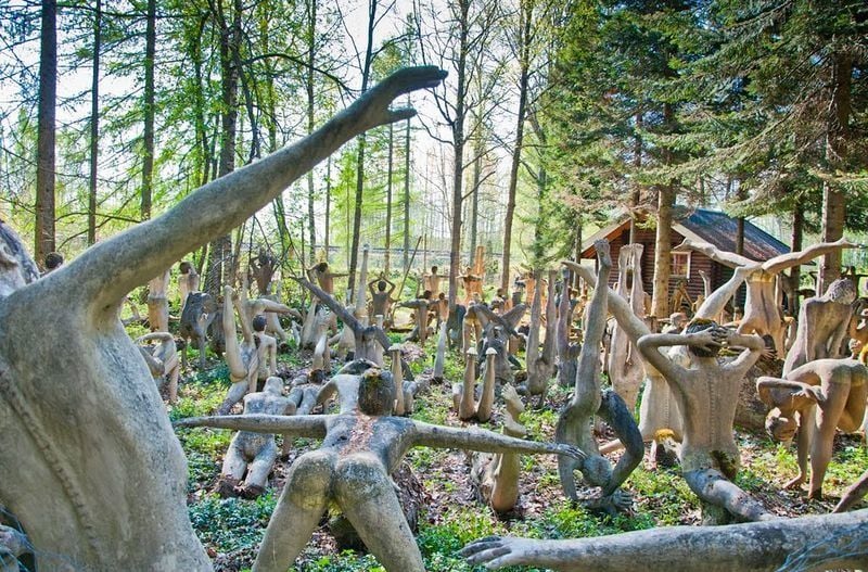 A small section of reclusive artist Veijo Rönkkönen's expansive Sculpture Garden in Parikkala, Finland. 