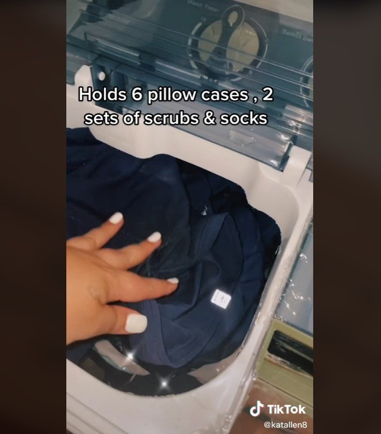 TikTok video breaks down the clothing capacity of the Super Deal Portable Washer-Dryer.