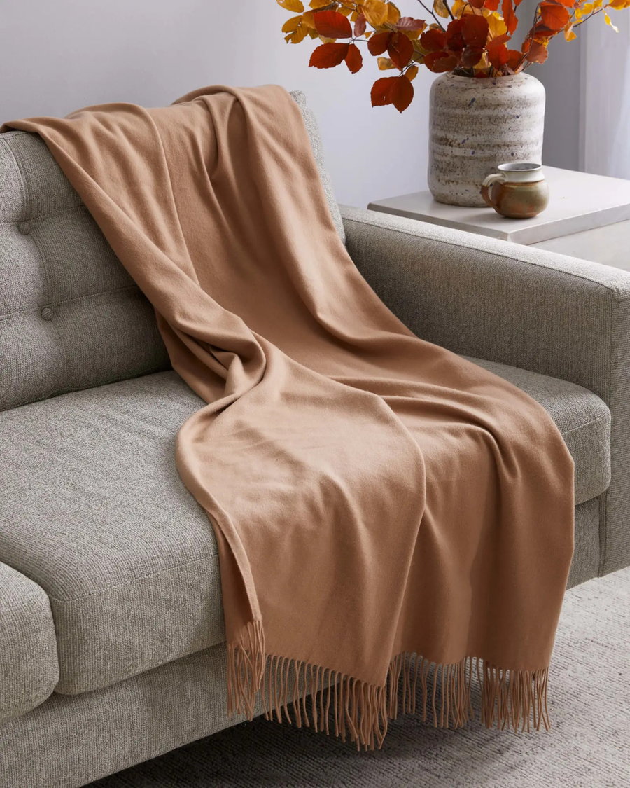 100-percent Mongolian cashmere throw blanket from Quince.