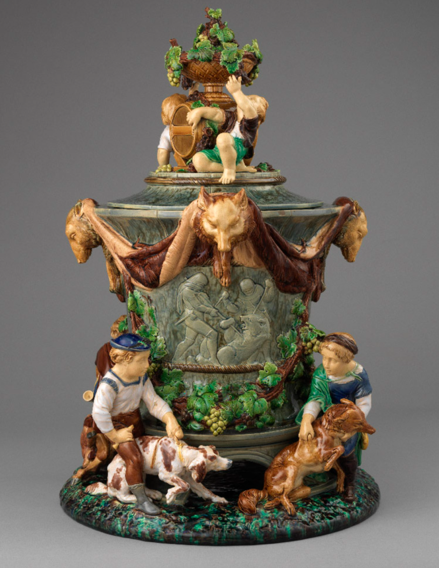 Ornate dog-and-person pottery featured in Dr. Susan Weber's 