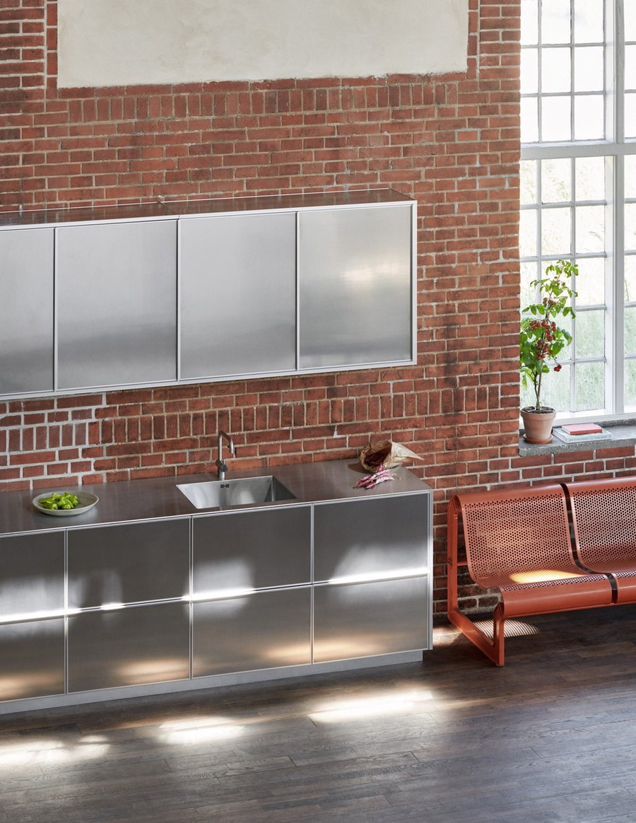 Jean Nouvel's luminous steel kitchen cabinets for Reform.