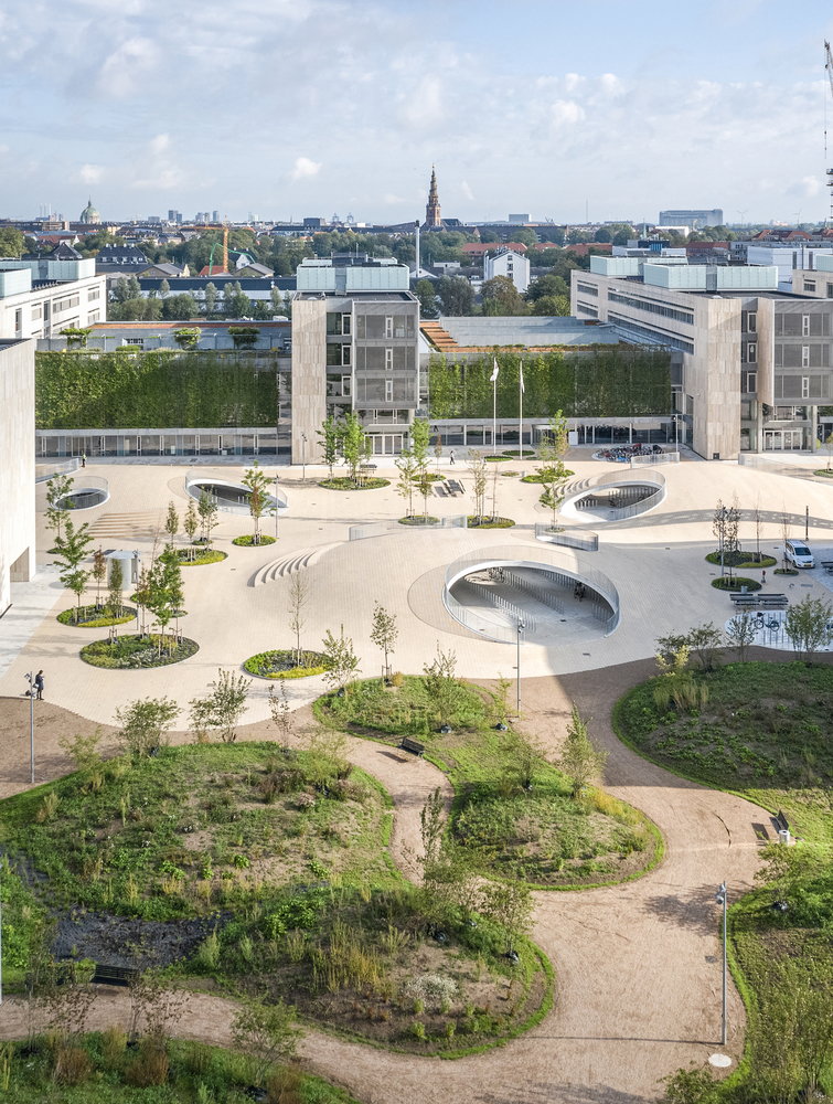 Greenery dots the whole of Copenhagen's new Karen Blixens Plads