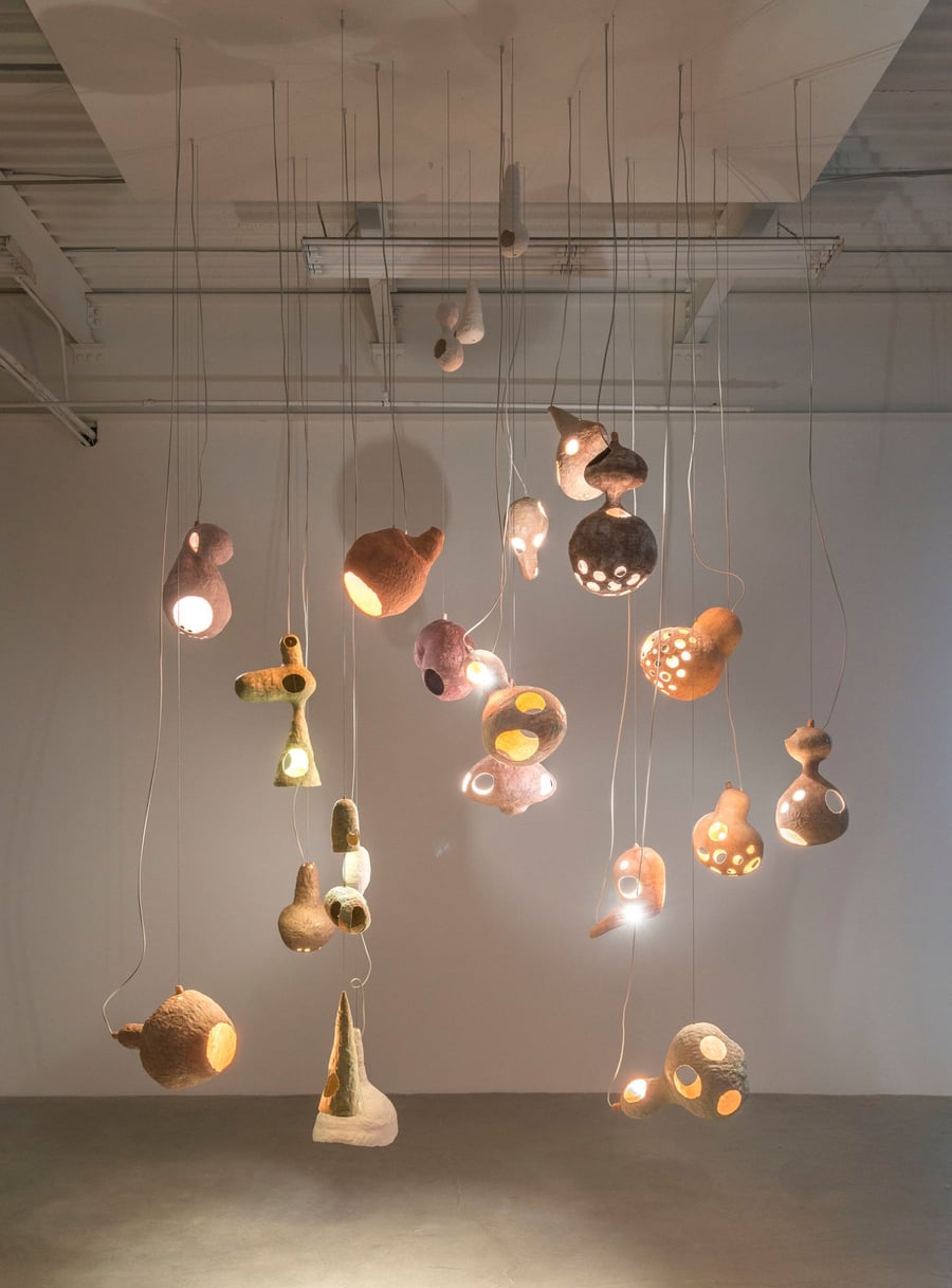Designer Yuko Nishikawa's handcrafted organic lighting fixtures. 