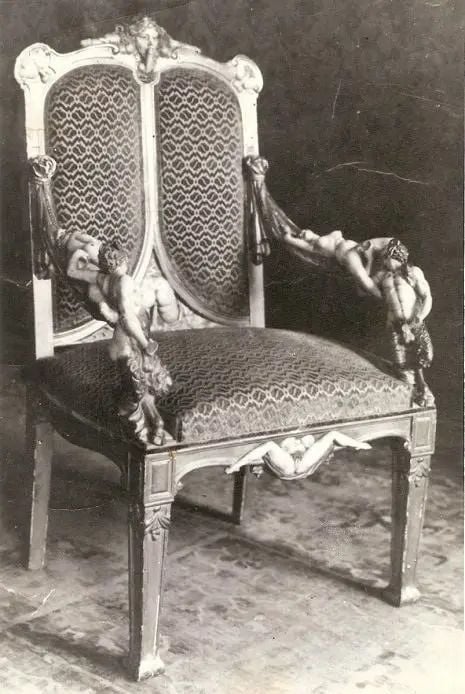 Historic photo of Catherine the Great's erotic chair.
