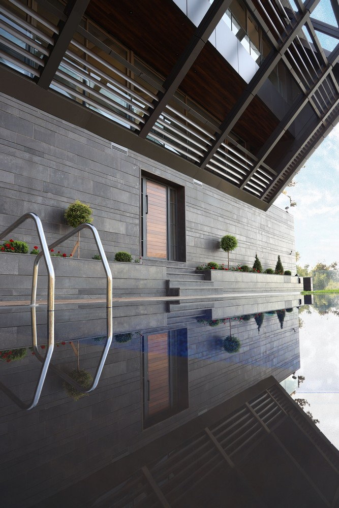 A serene infinity pool sits on the back terrace of the CH730 Villa.