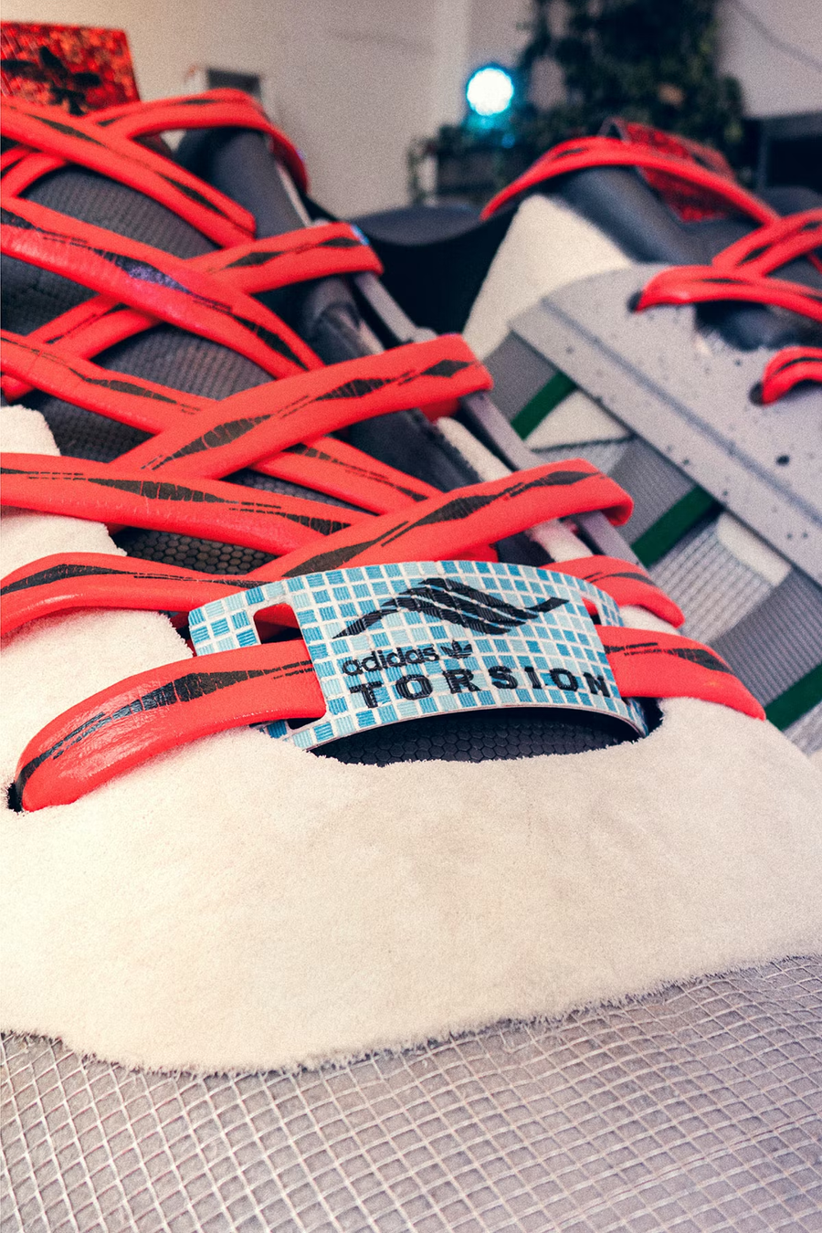 A closer look at the laces on the Hornbach sneaker pool, meant to replicated a pair of Adidas ZX 10000s.