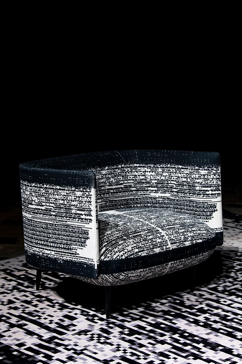 Super sparkly, super comfortable chair featured in Miguel Chevalier and A+A Cooren Studio's collaborative 