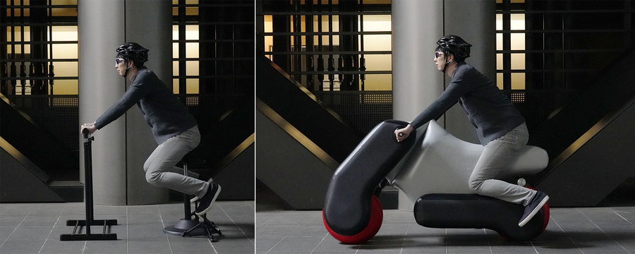 The Poimo inflatable motorcylce promotes accessibility unlike ever before by converting quickly and easily into a wheelchair.