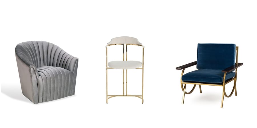 Modern Art Deco furniture pieces, complete with lovely geometric shapes and lots of brass.