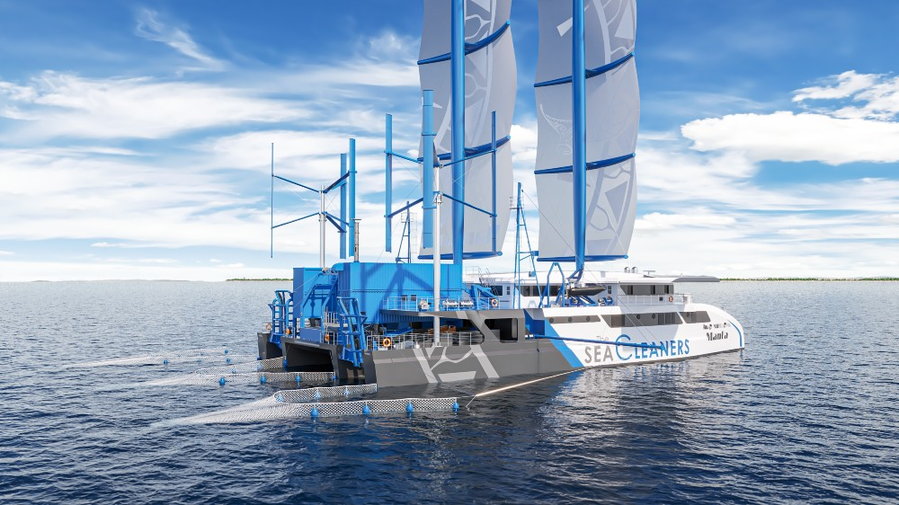 The Manta trash-eating yacht runs on the ocean waste it collects.  