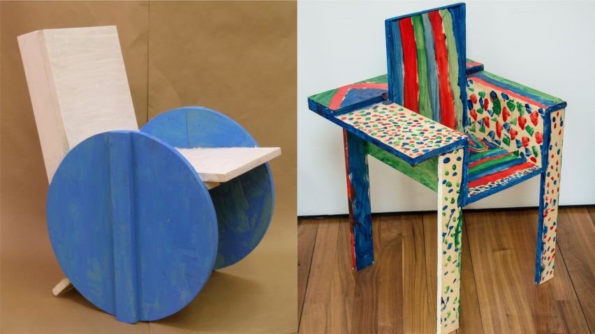 Creative chair designs by students of Bruce Edelstein's Grade Three Chair Project.