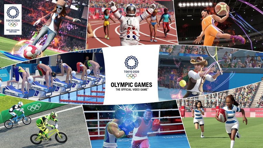 Promotional image showcasing many of the playable events in Sega's Olympic Games Tokyo 2020 Video Game. 