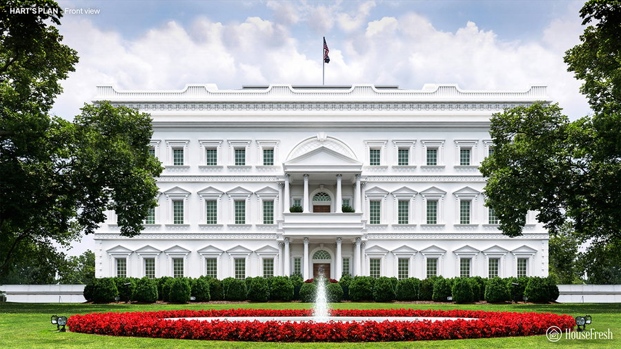 Front view of the Philip Hart-designed White House.