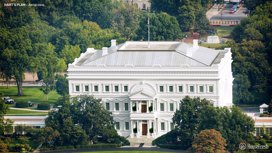 Aerial view of the Philip Hart-designed White House.
