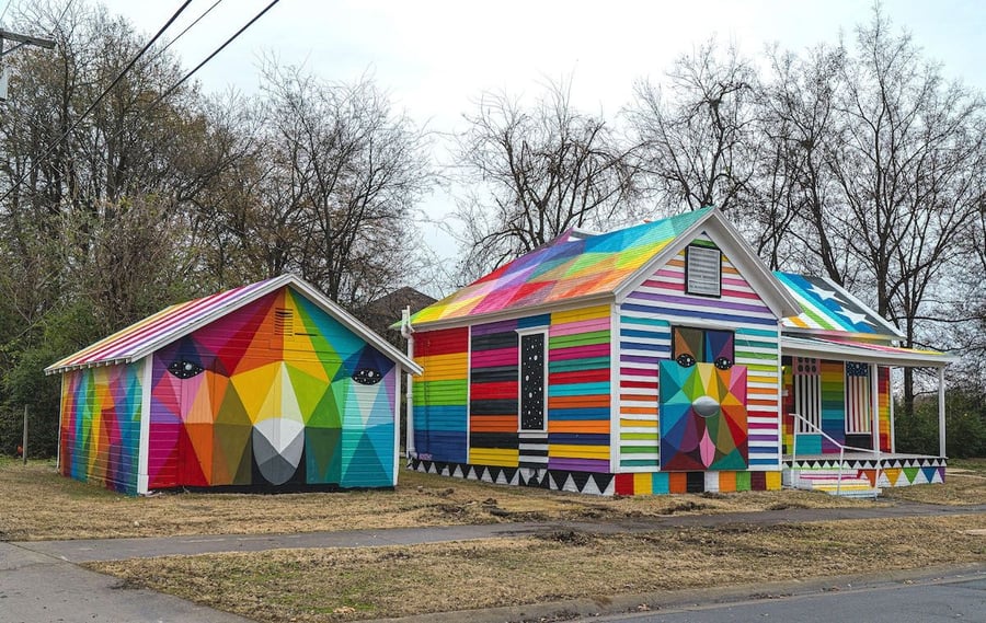 The ultra-colorful exterior of Okuda San Miguel's transformed 