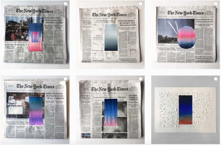 Sho Shibuya's stunning sky pictures bring beauty and lightheartedness to otherwise-grim New York Times papers. 