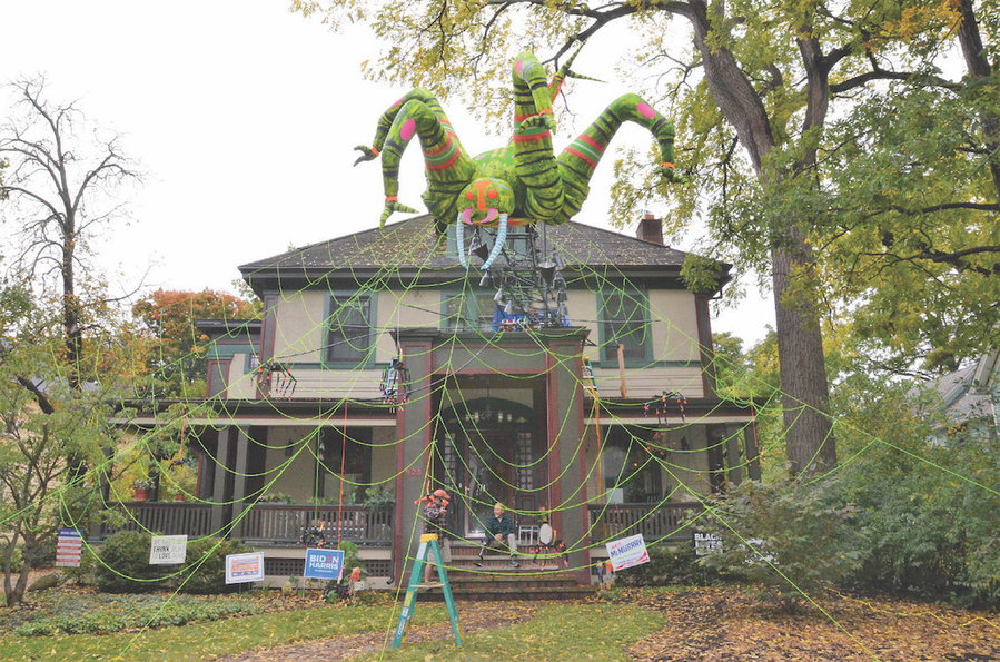 East Aurora, New York resident David Moomaw created a terrifying robotic spider for this year's Halloween festivities.